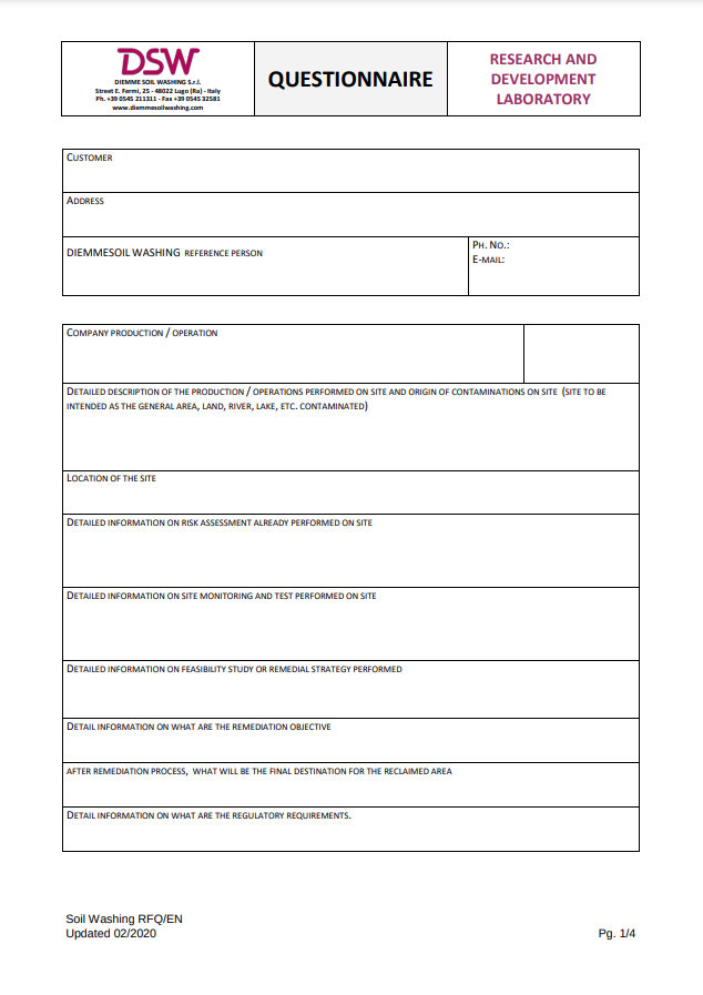 questionaire soil washing